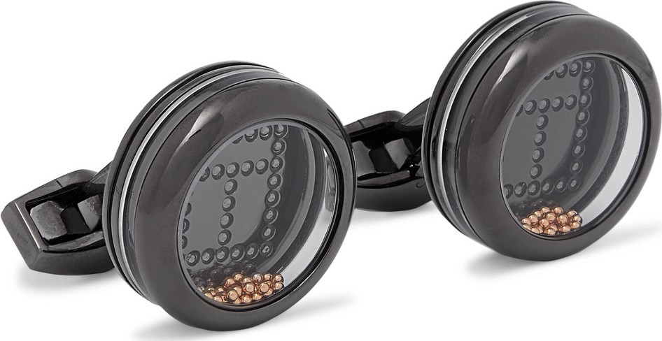 Tateossian Solitaire Game Gunmetal-Tone and Enamel Cufflinks