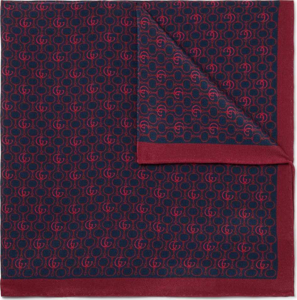 Gucci Logo-Print Silk-Crepe Pocket Square