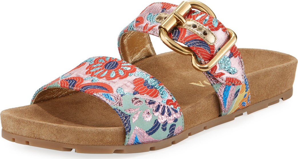 Prada Jacquard Double-Strap 15mm Slide Sandal