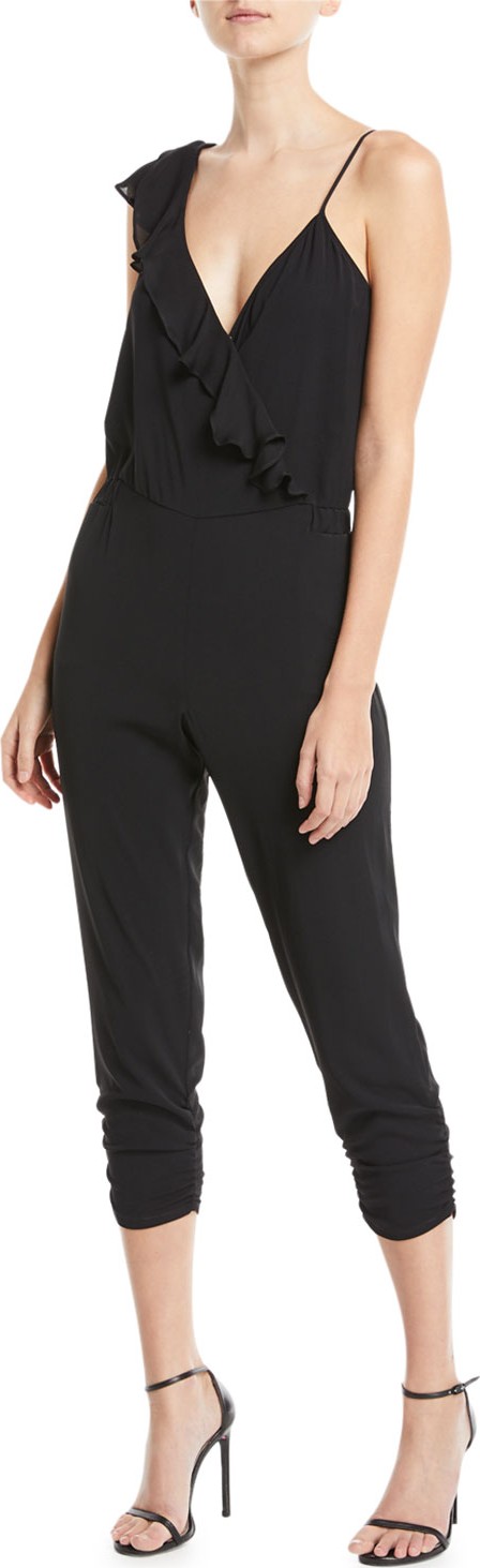 Parker Addison Sleeveless Ruffle Cropped Straight-Leg Jumpsuit