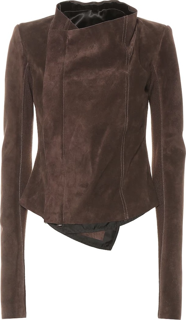 Rick Owens Low Neck suede biker jacket