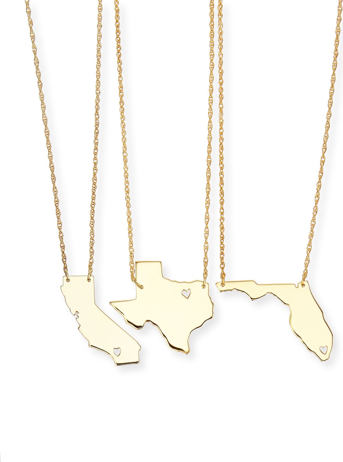Moon and Lola Personalized State Pendant Necklace, Gold, Alabama-Mississippi