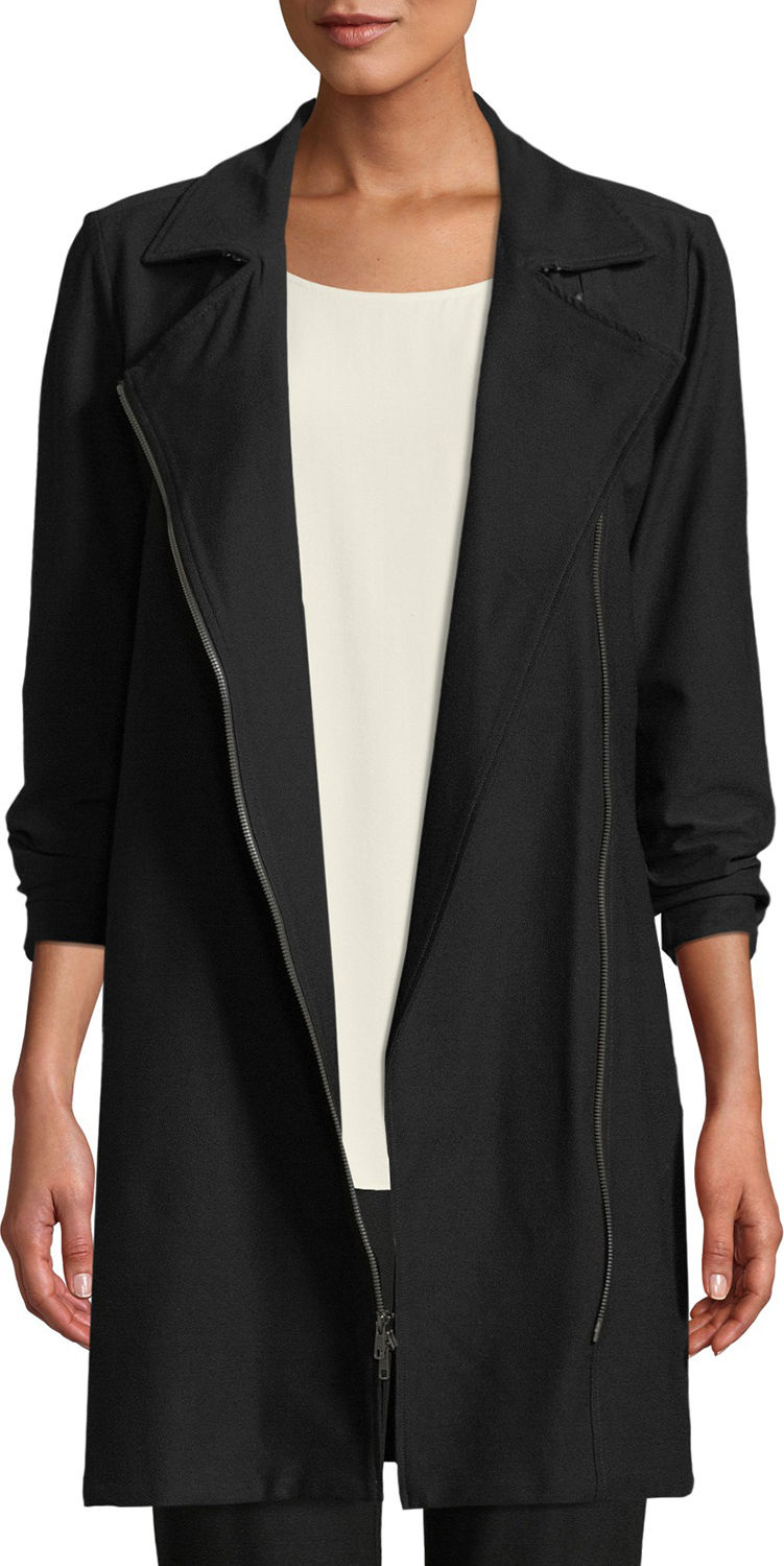 Eileen Fisher Washable Stretch Crepe Moto Jacket