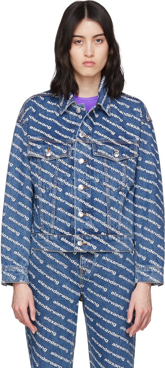 Alexander Wang Blue Denim Logo Jacket