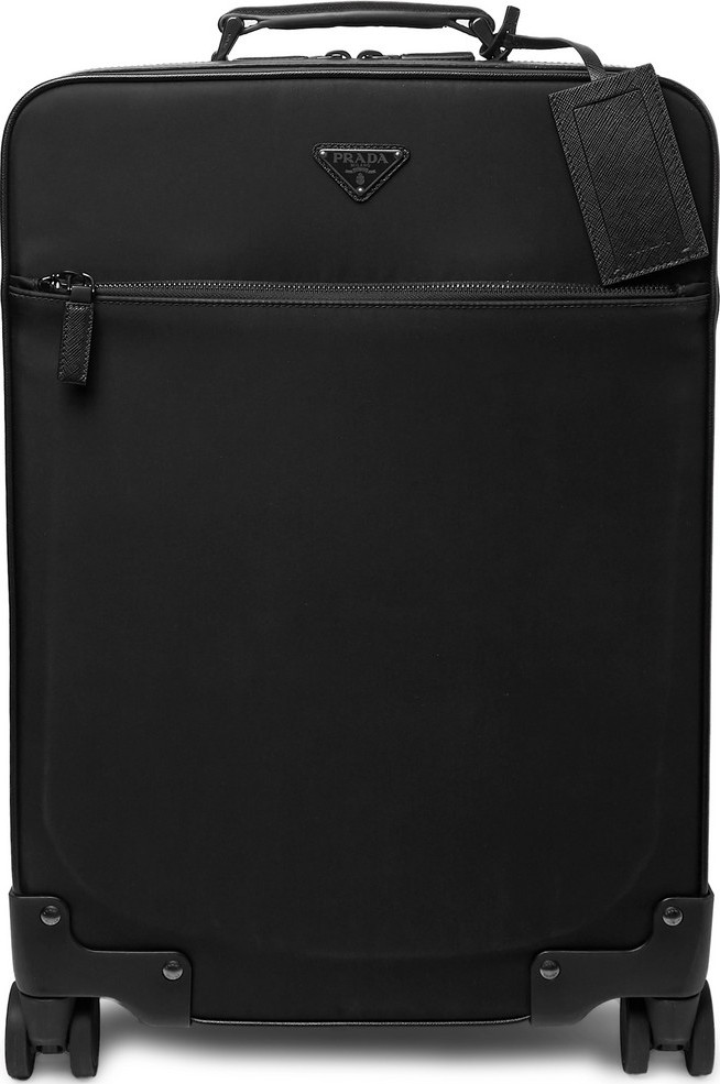 Prada Leather-Trimmed Canvas Carry-On Suitcase