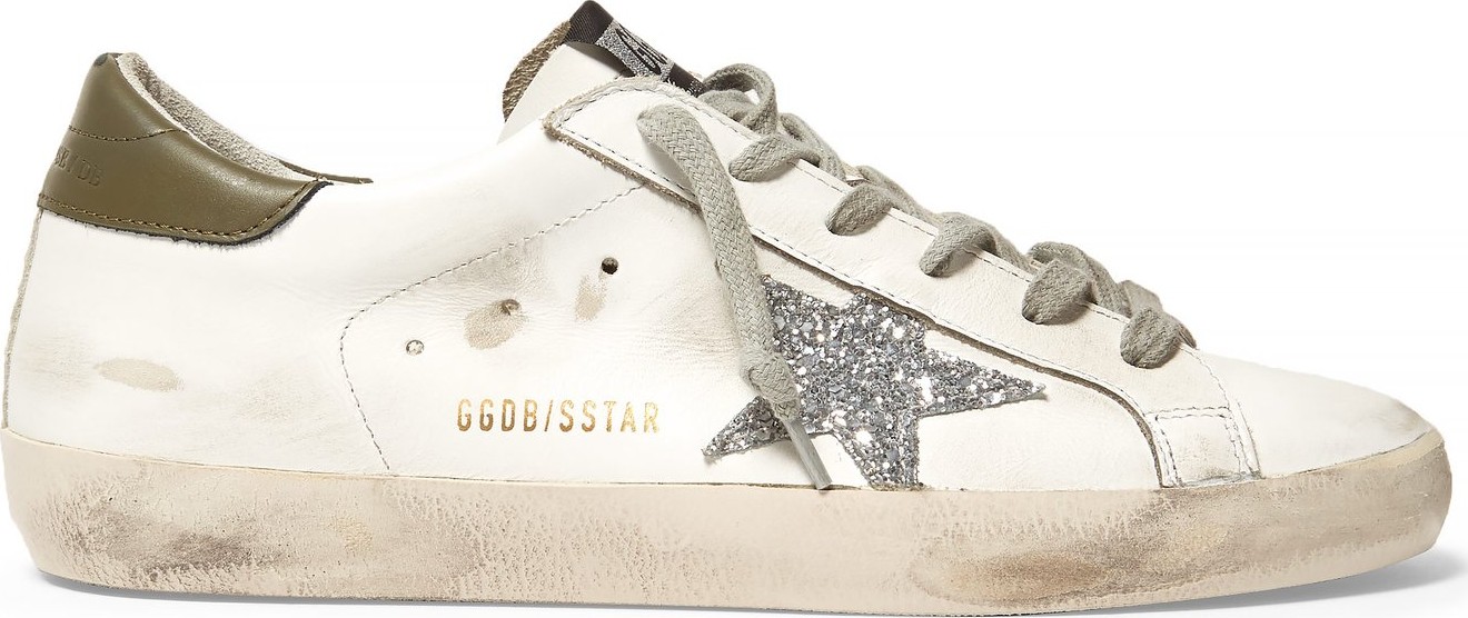 Golden Goose Deluxe Brand Superstar glitter-star leather trainers