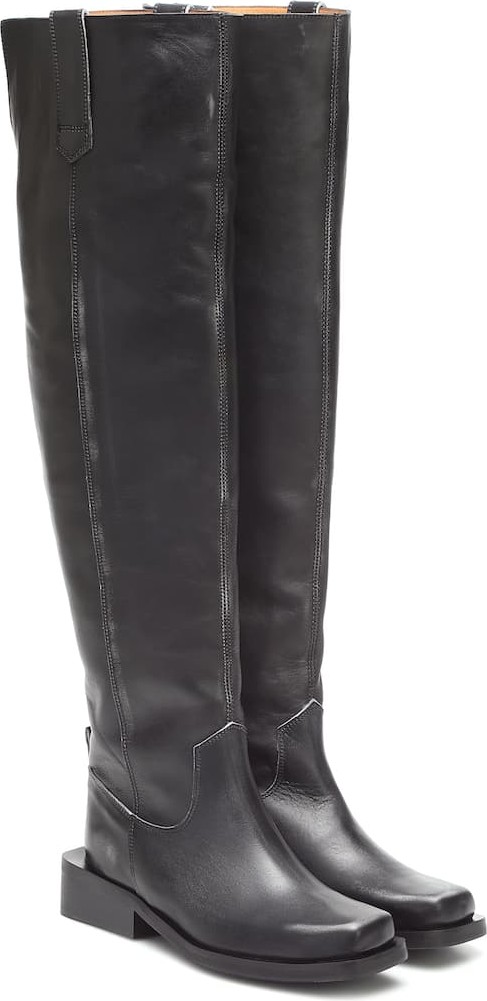 Ganni MC leather over-the-knee boots