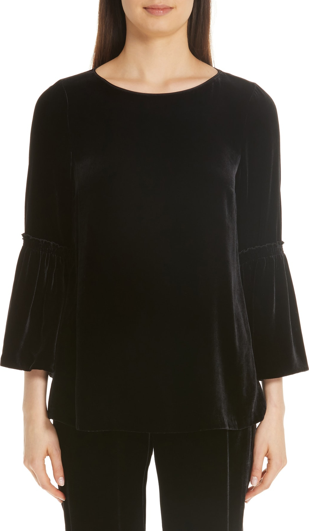 Lafayette 148 New York Roslin Velvet Bell Sleeve Blouse
