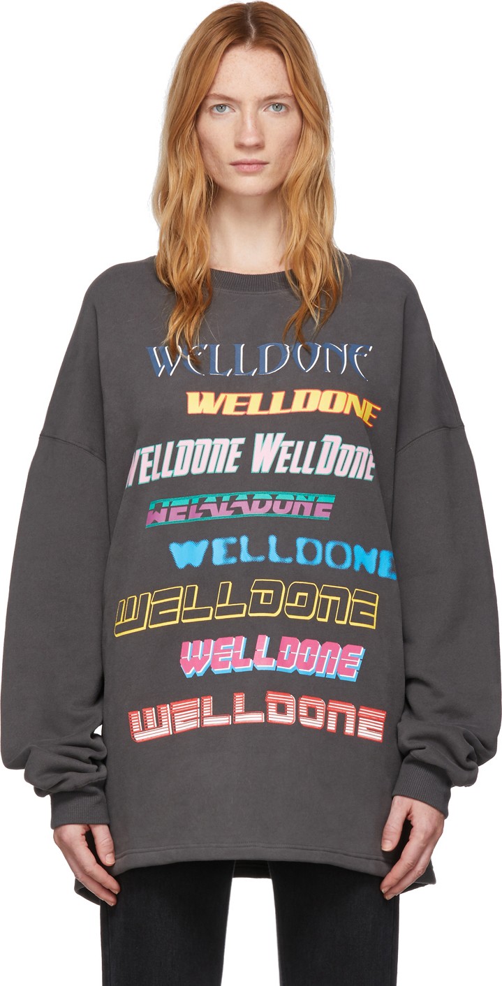We11done Grey Front Logo Sweatshirt