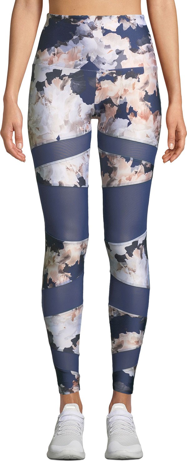 ONZIE Bondage Floral-Print Mesh Leggings