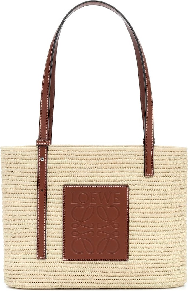 LOEWE Paula's Ibiza leather-trimmed raffia tote