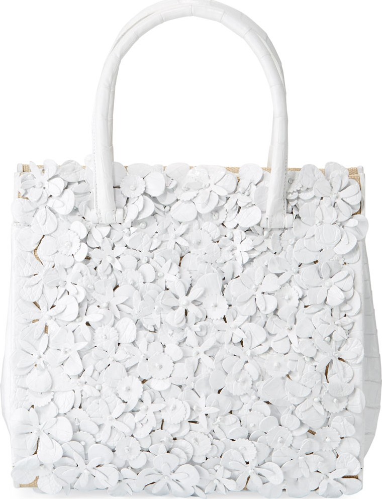 Nancy Gonzalez Tess Medium Linen Floral Tote Bag