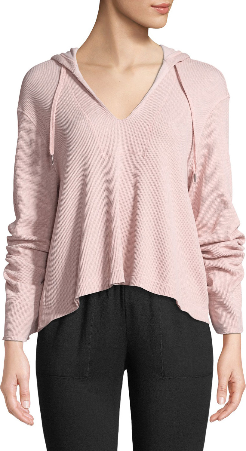 Splendid Hooded Long-Sleeve V-Neck Thermal Top