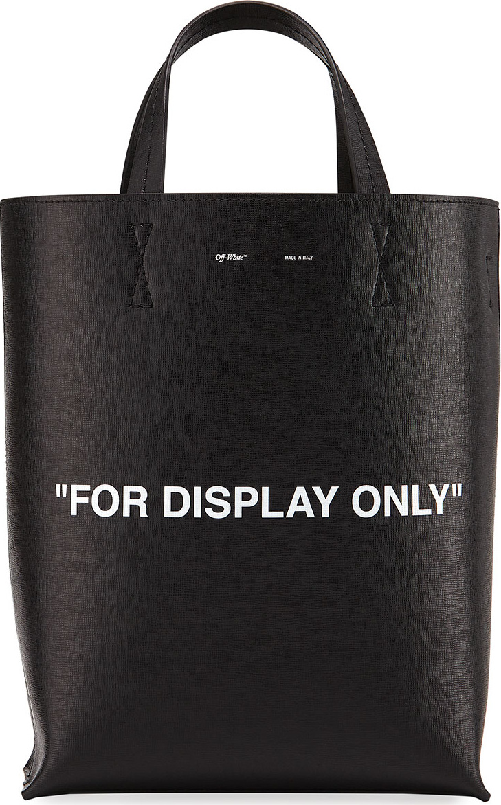 Off White Leather For Display Only Tote Bag, Black/White
