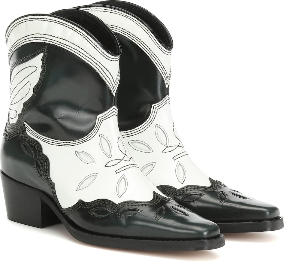 Ganni Low Texas leather cowboy boots