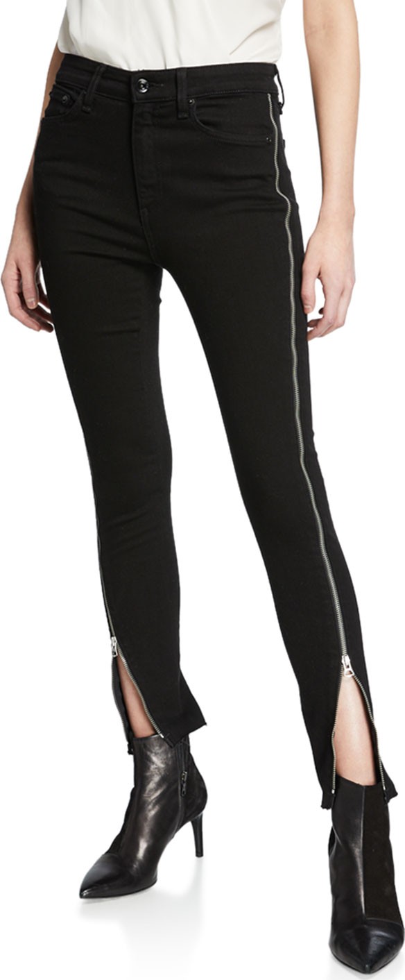 Rag & Bone Nina High-Rise Ankle Skinny w/ Zippers
