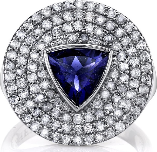 Sheryl Lowe Iolite Trillion & Diamond Ring, Size 7