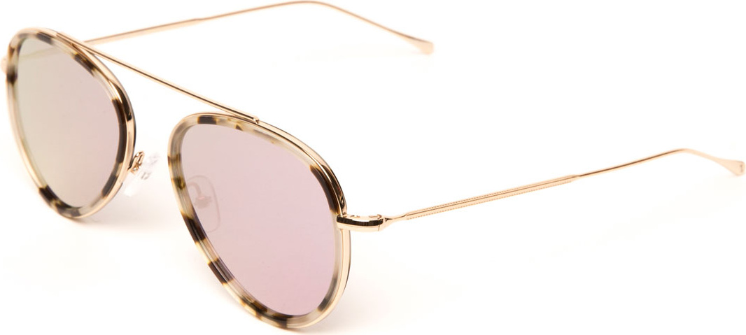 Illesteva Single-Bridge Acetate Aviator Sunglasses, White Pattern