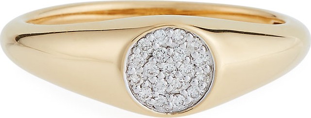 Sydney Evan 14k Mini Diamond Signet Ring, Size 6.5