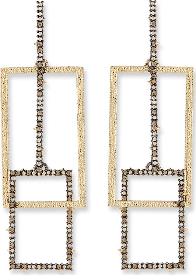 Alexis Bittar Brutalist Crystal Encrusted Link Earrings