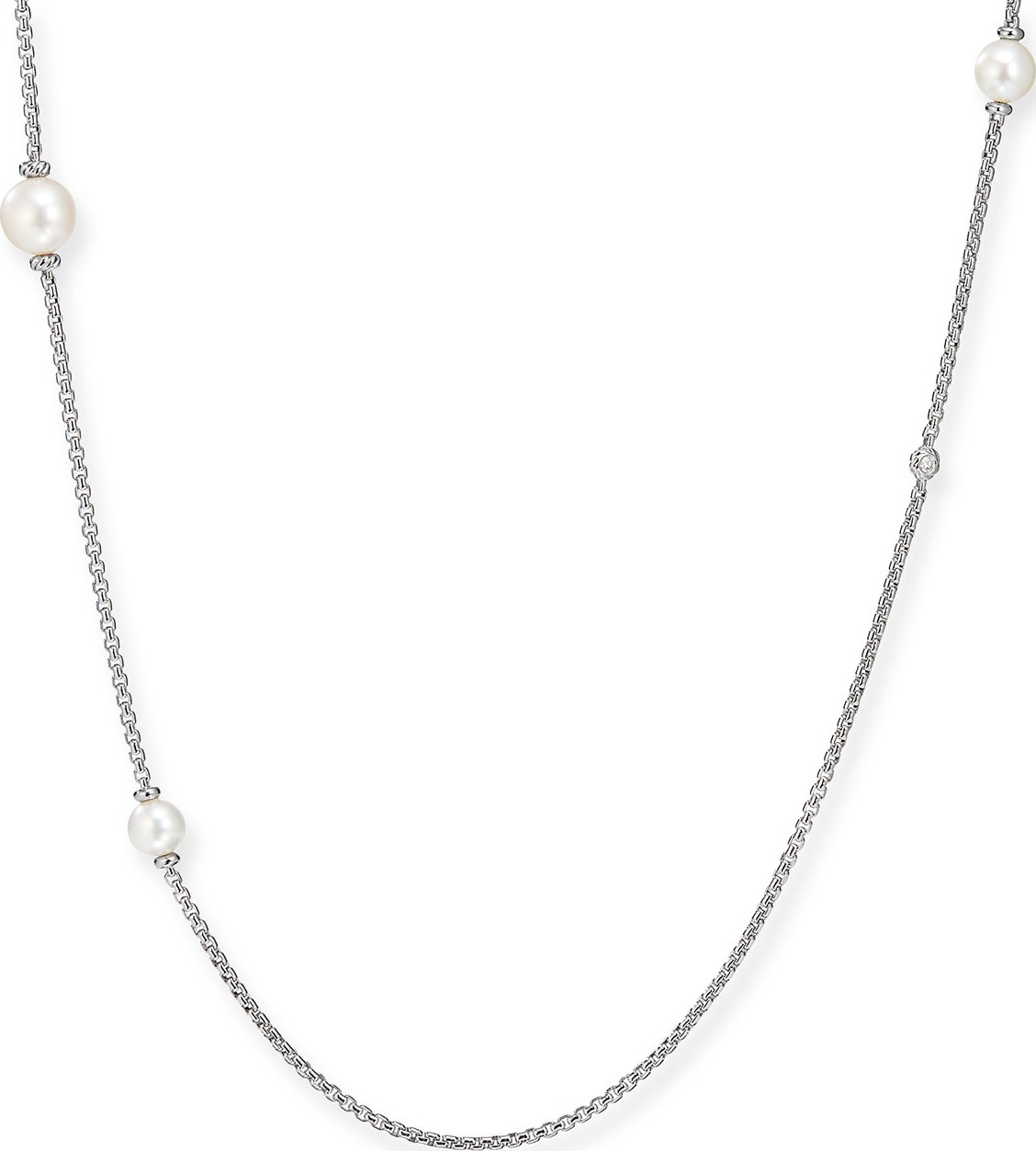 David Yurman Long Pearl & Diamond Chain Necklace, 42"L
