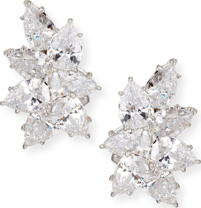 Fantasia by DeSerio Cubic Zirconia Cluster Earrings, Clear