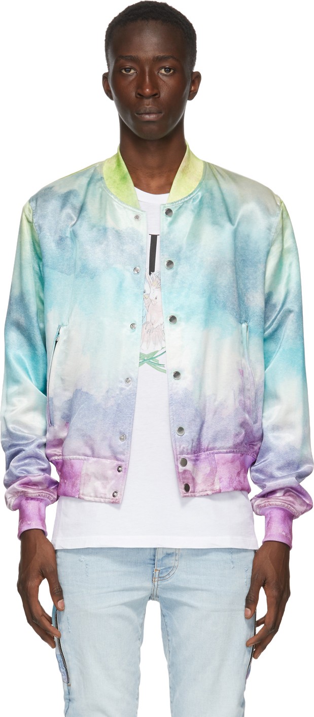 Amiri Multicolor Silk Watercolor Bomber Jacket