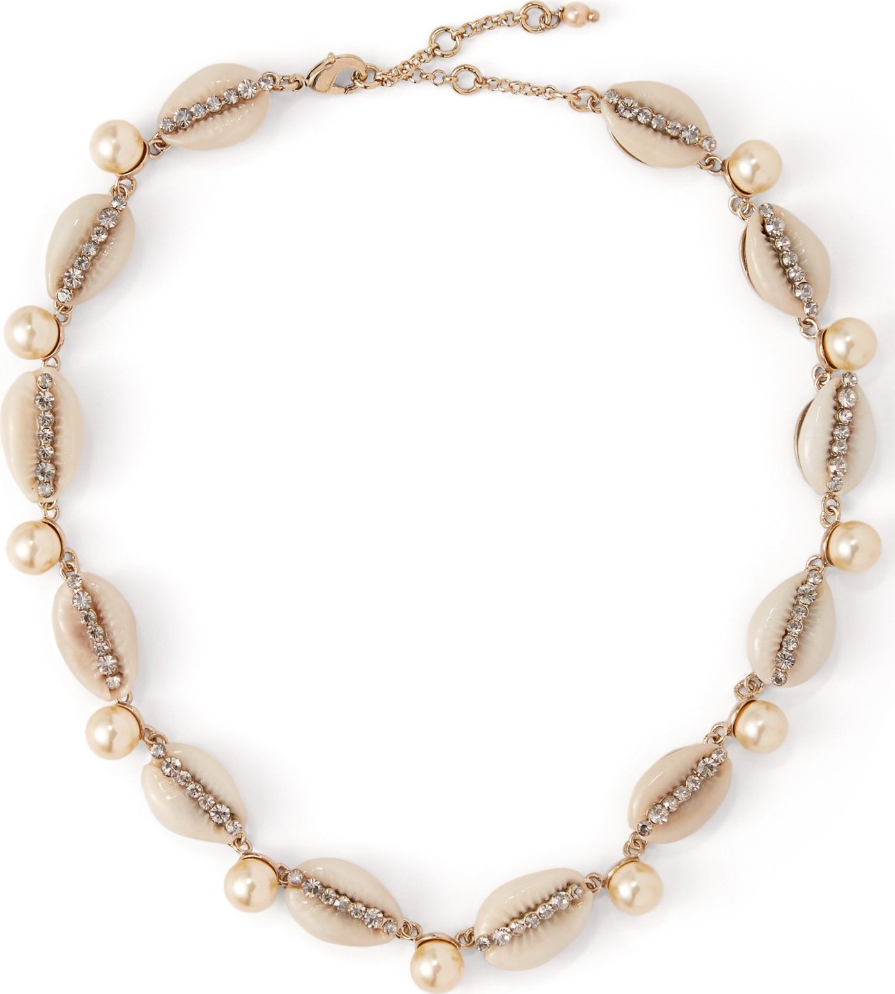 Etro Shell, crystal and faux-pearl choker