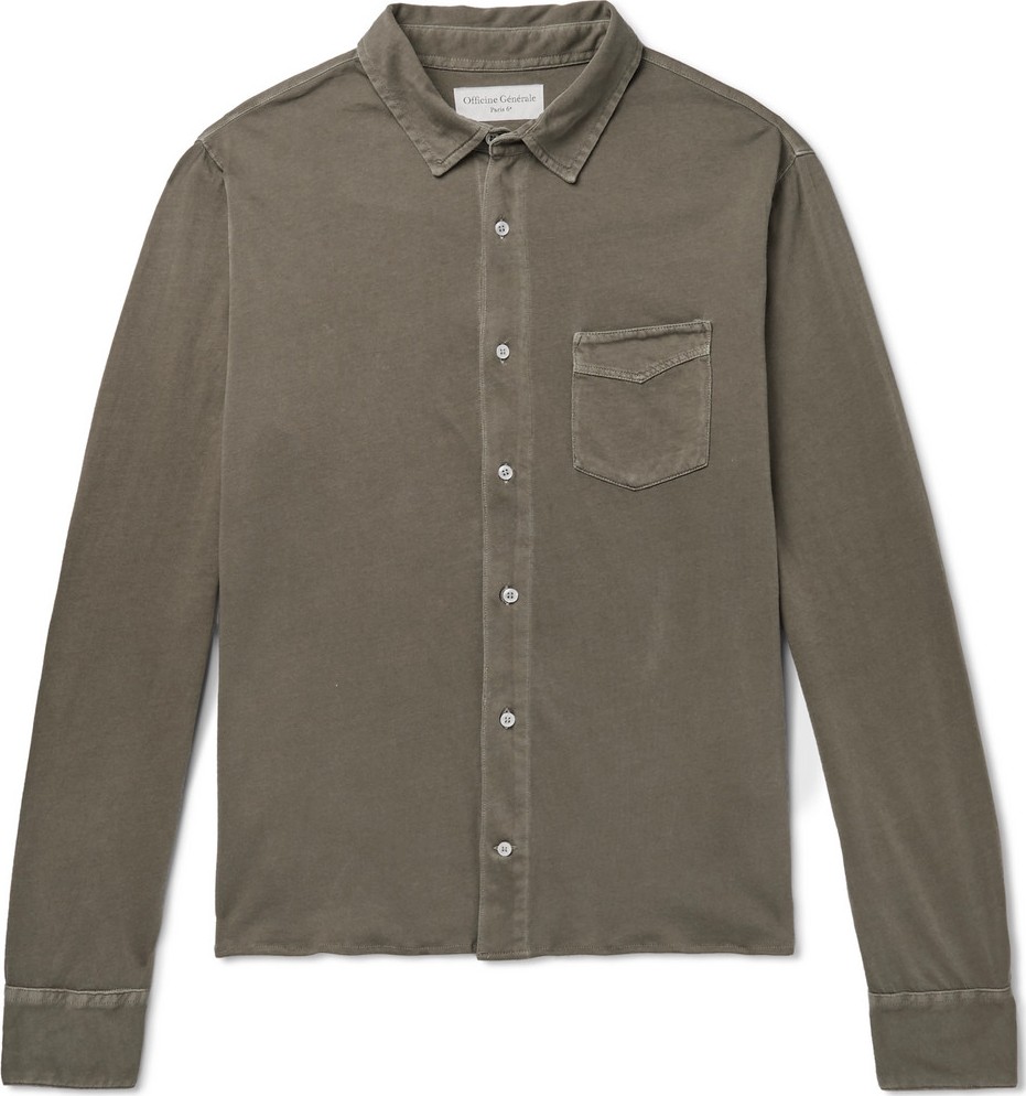 Officine Générale Slim-Fit Pigment-Dyed Cotton-Jersey Shirt