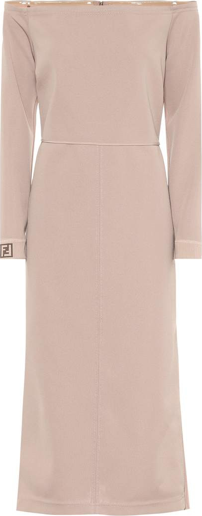 Fendi Off-the-shoulder crêpe midi dress