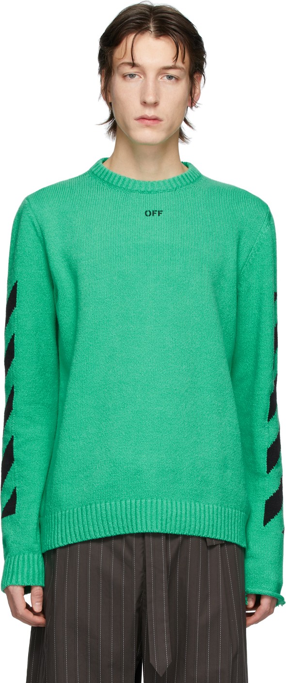Off White Green Diag Sweater