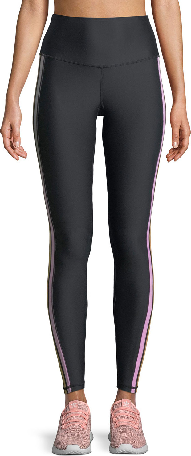 Beach Riot Jade High-Waist Rainbow-Stripe Leggings