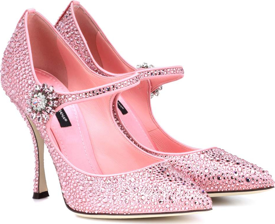 Dolce & Gabbana Crystal-embellished satin pumps