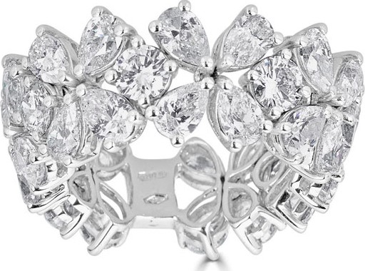 ZYDO Unique 18k White Gold Diamond Band Ring, Size 7