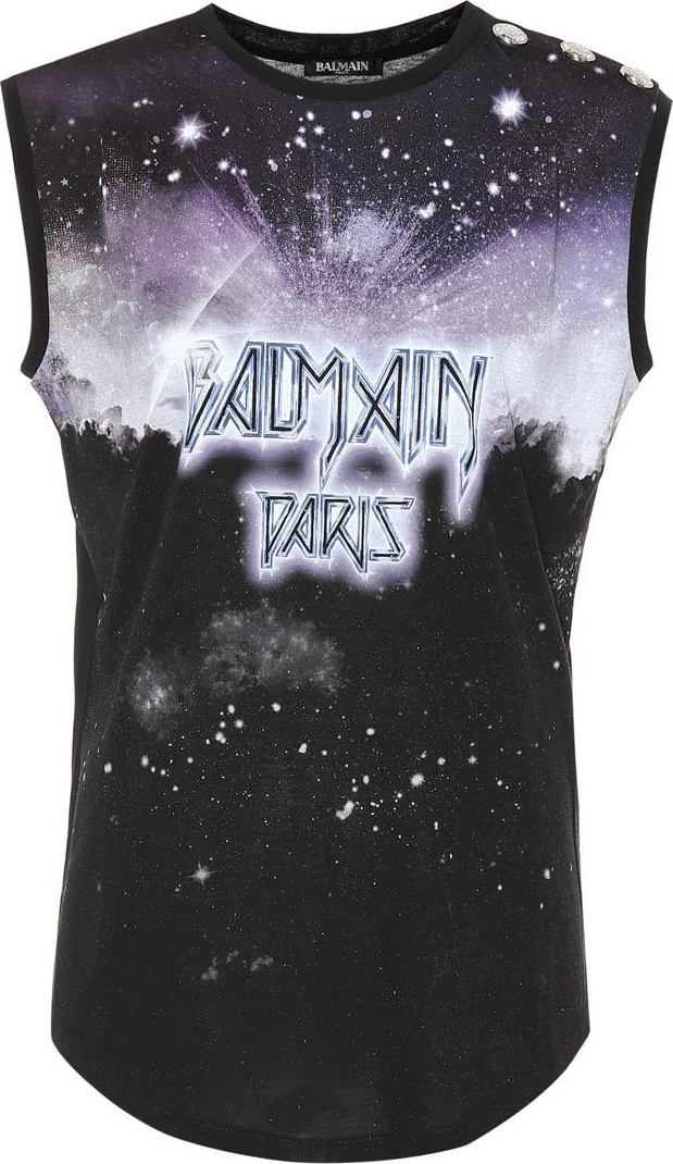 Balmain Printed cotton tank top