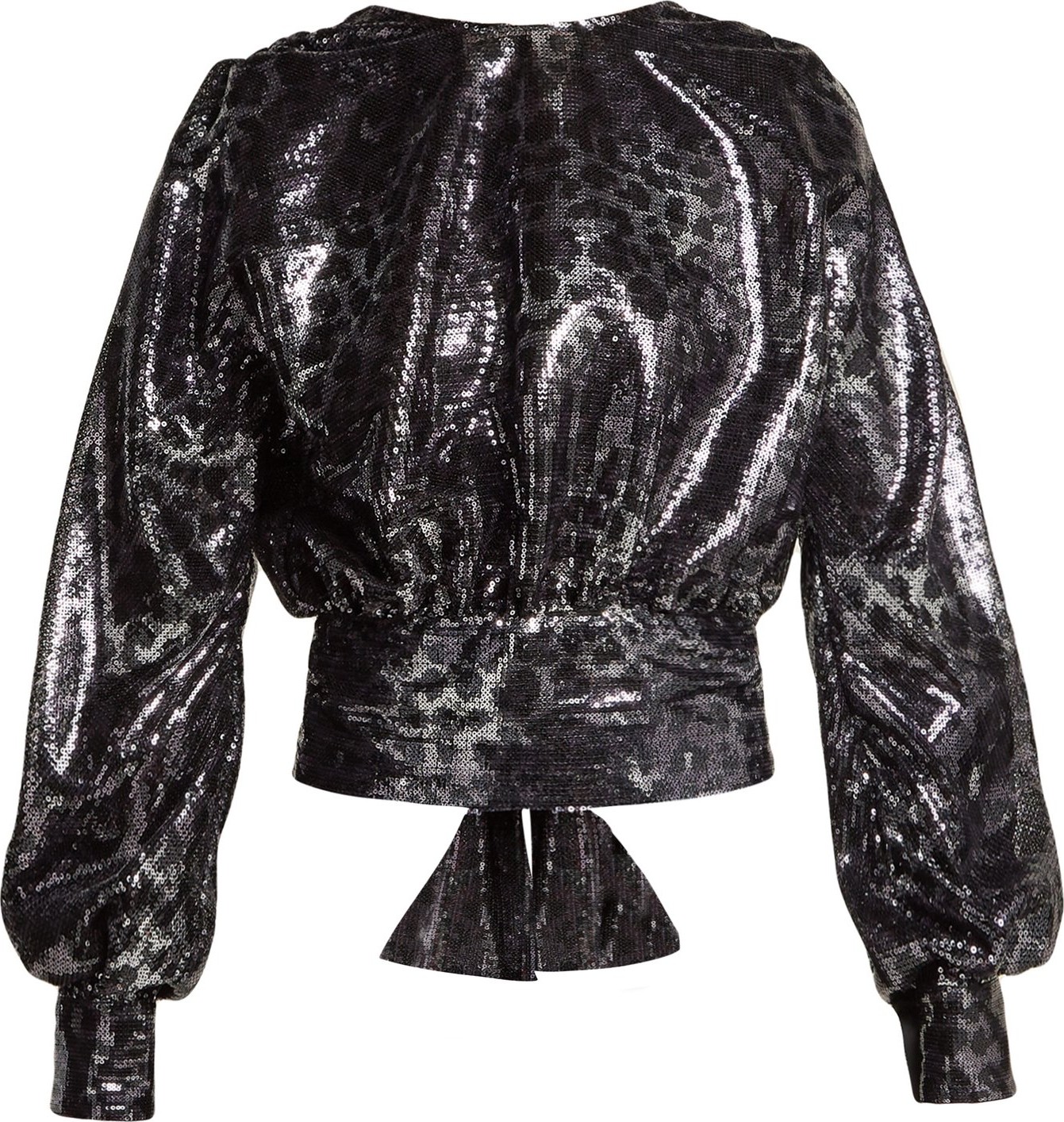 MSGM Leopard-pattern open-back sequin blouse