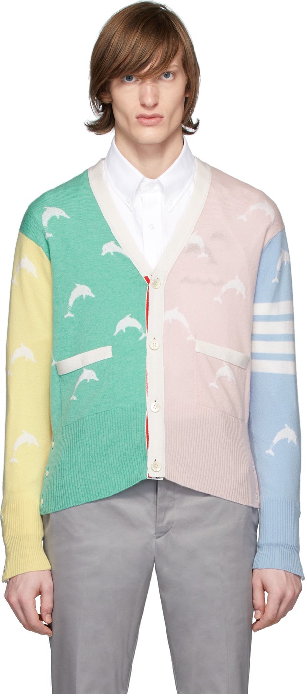 Thom Browne Multicolor Dolphin Half Drop Cardigan