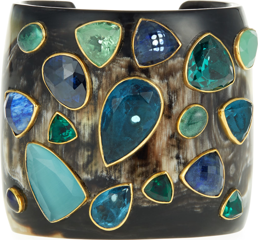 Ashley Pittman Scattered Stone & Dark Horn Cuff Bracelet