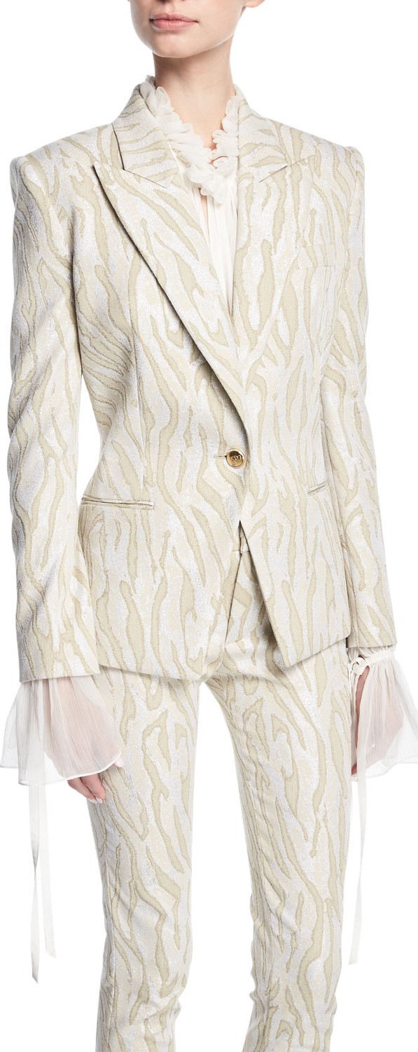 Redemption Zebra Jacquard One-Button Jacket