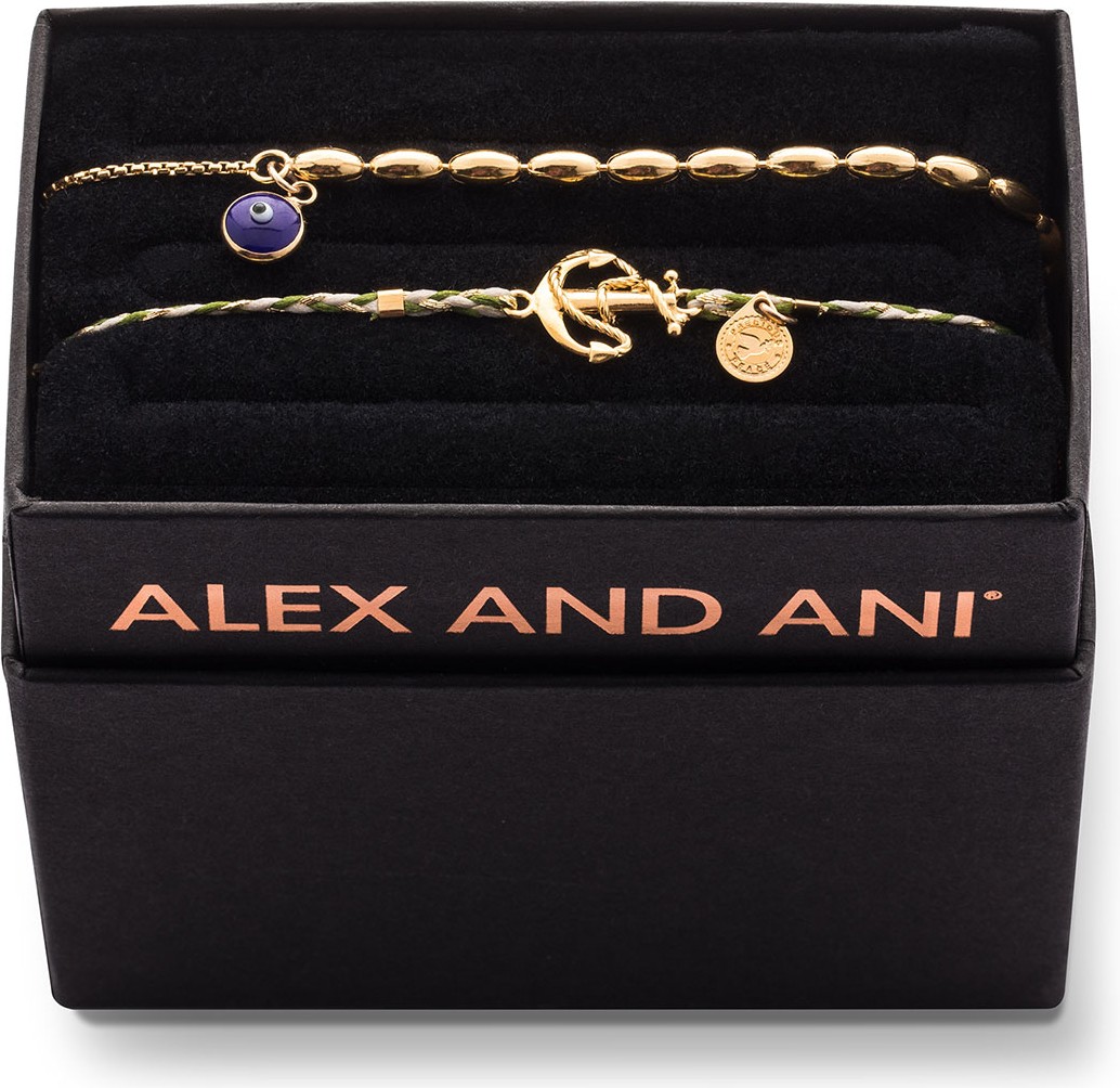 Alex and Ani Braided Anchor Bracelet Gift Set, Gold