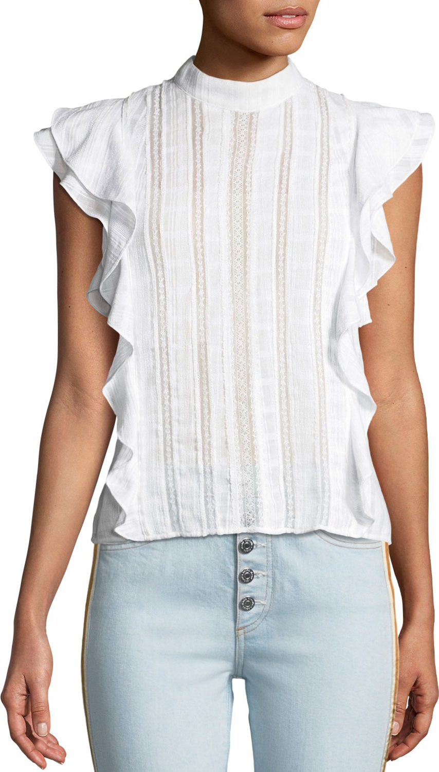 Veronica Beard Sol Ruffle Cotton Blouse