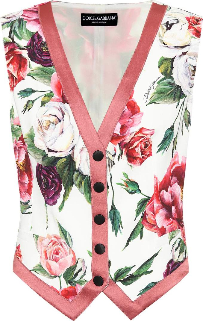 Dolce & Gabbana Floral-printed silk-blend vest