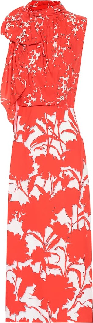 Prada Floral-printed twill midi dress