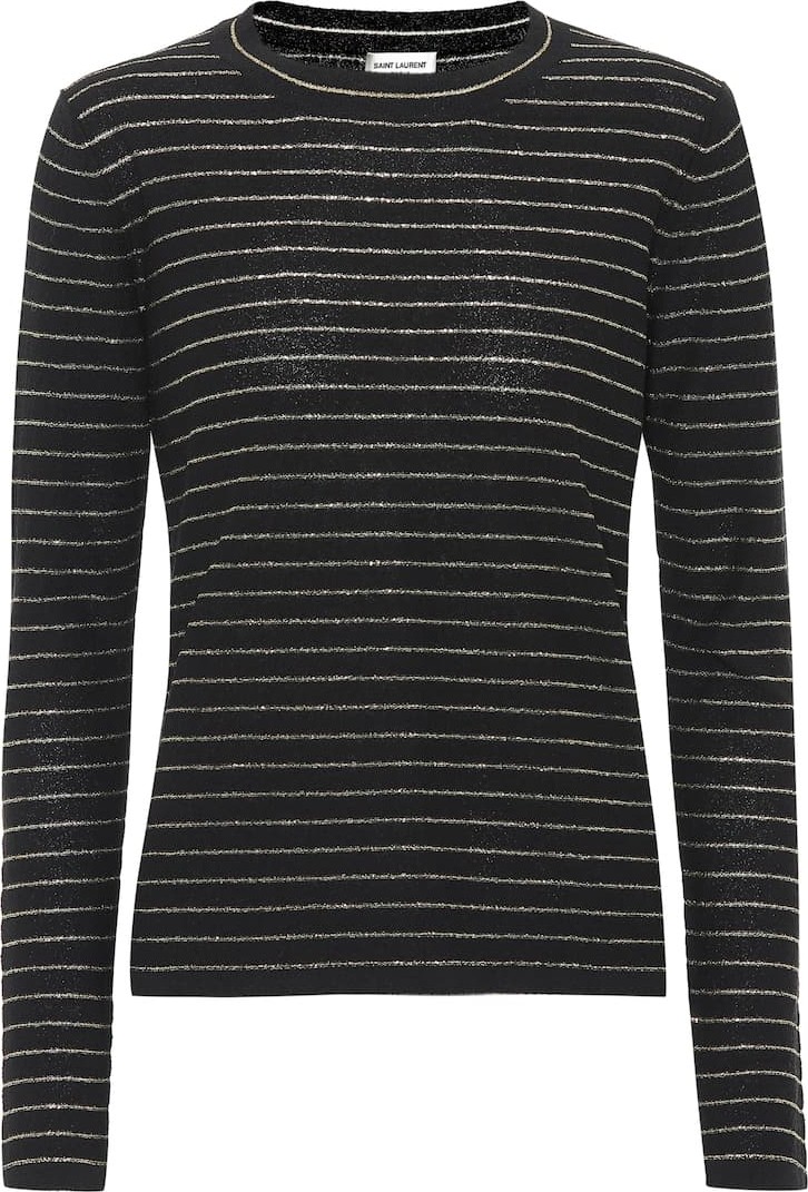 Saint Laurent Metallic striped cotton-blend top
