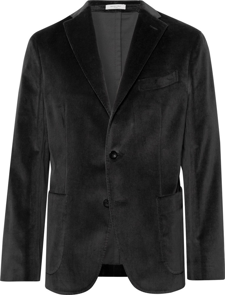 Boglioli Charcoal K-Jacket Slim-Fit Unstructured Stretch-Cotton Velvet Blazer