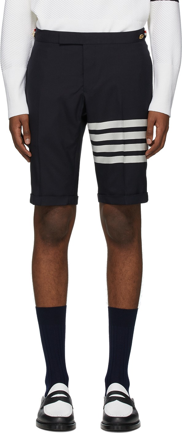 Thom Browne Navy 4-Bar Wool Shorts