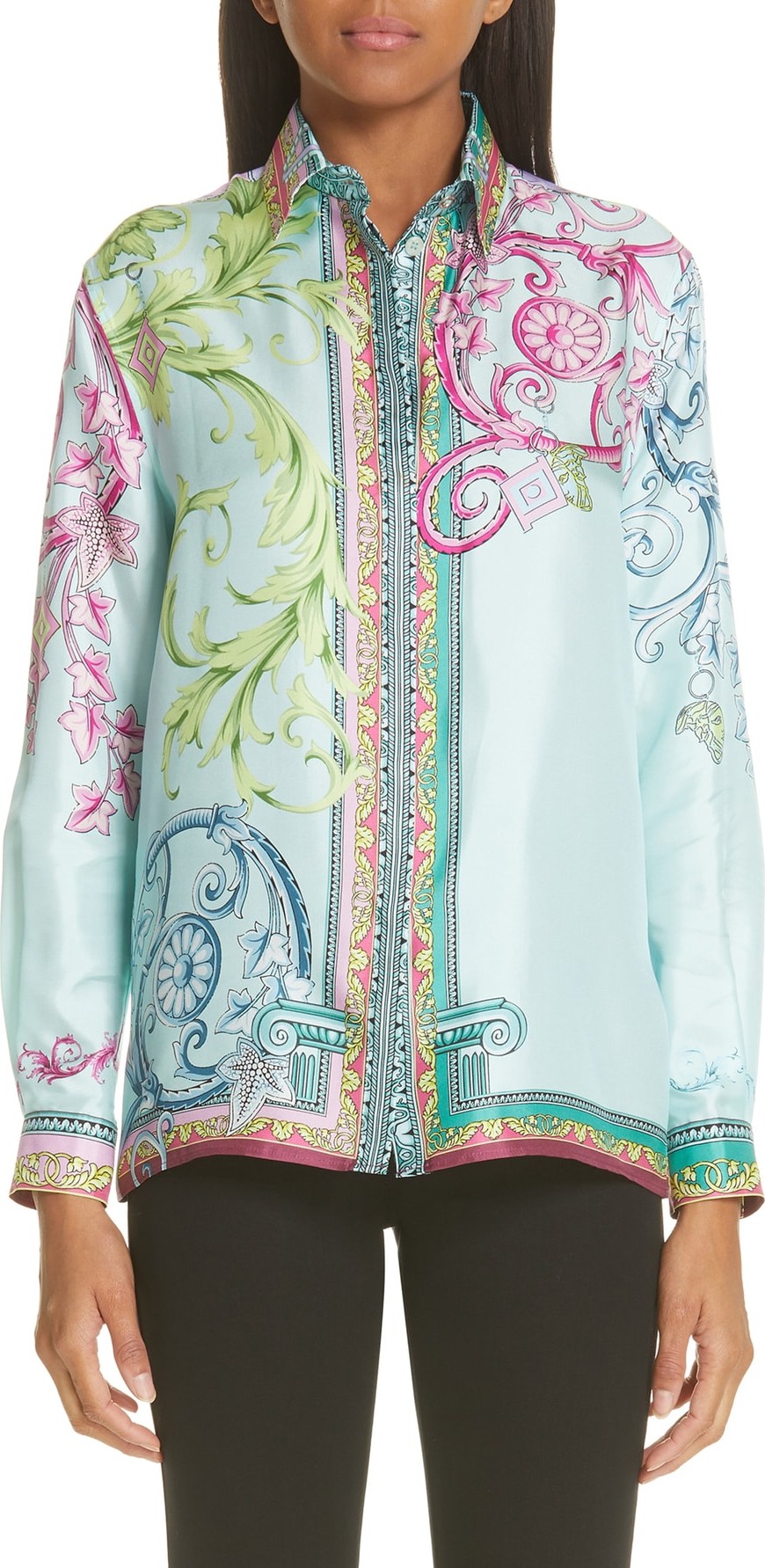 Versace Collection Ferris Wheel Print Silk Blouse