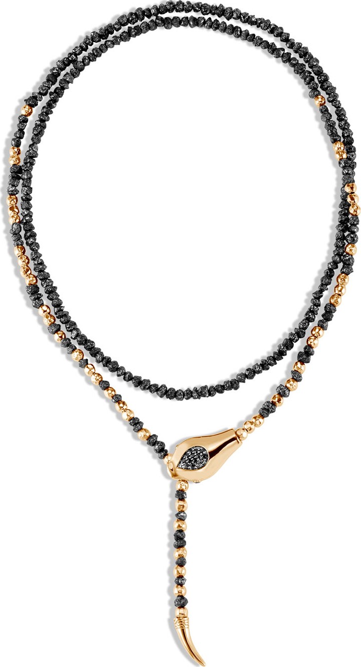John Hardy 18k Legends Cobra Necklace w/ Rough Diamonds