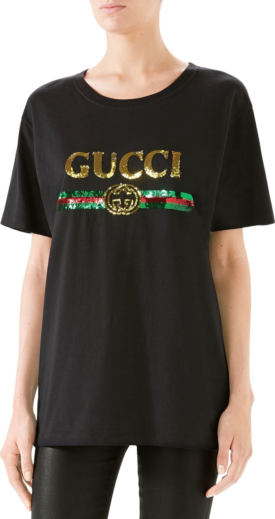 Gucci Sequin Tiger Logo Tee