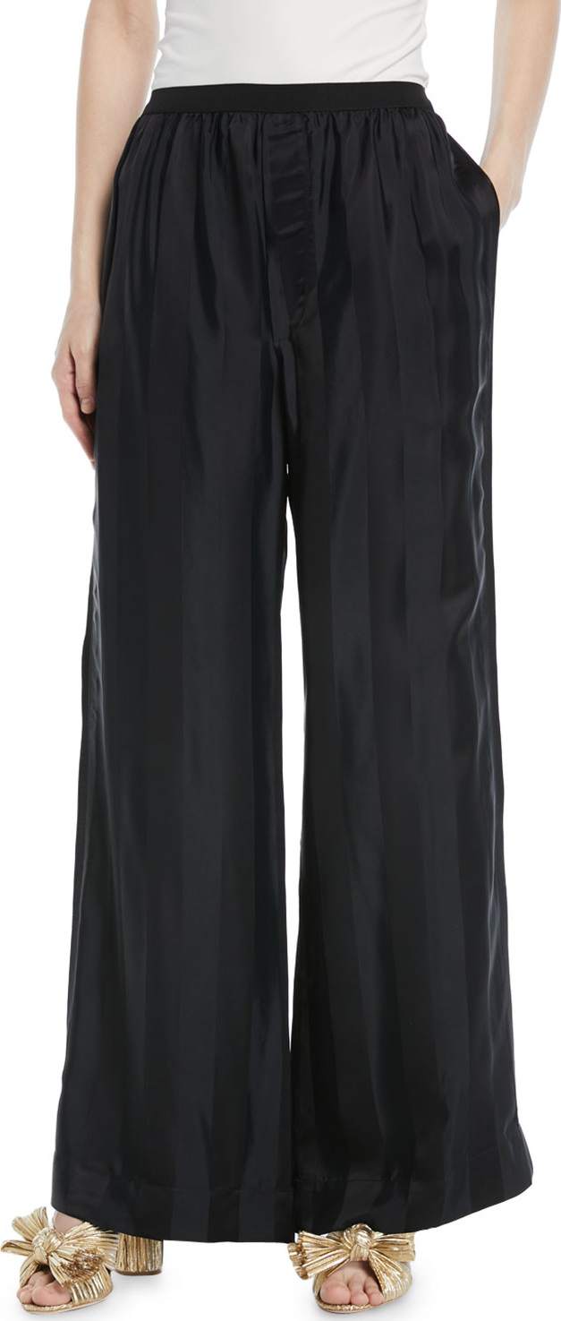 MARC JACOBS Elastic-Waist Wide-Leg Striped-Jacquard Pants